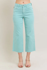 Judy Blue Sky Blue Dyed Raw Hem Cropped Jeans