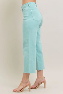 Judy Blue Sky Blue Dyed Raw Hem Cropped Jeans