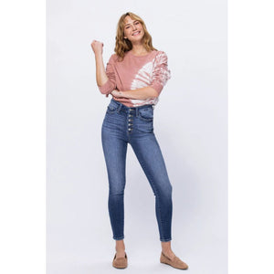 Judy Blue High Rise Button Fly Skinny Jeans