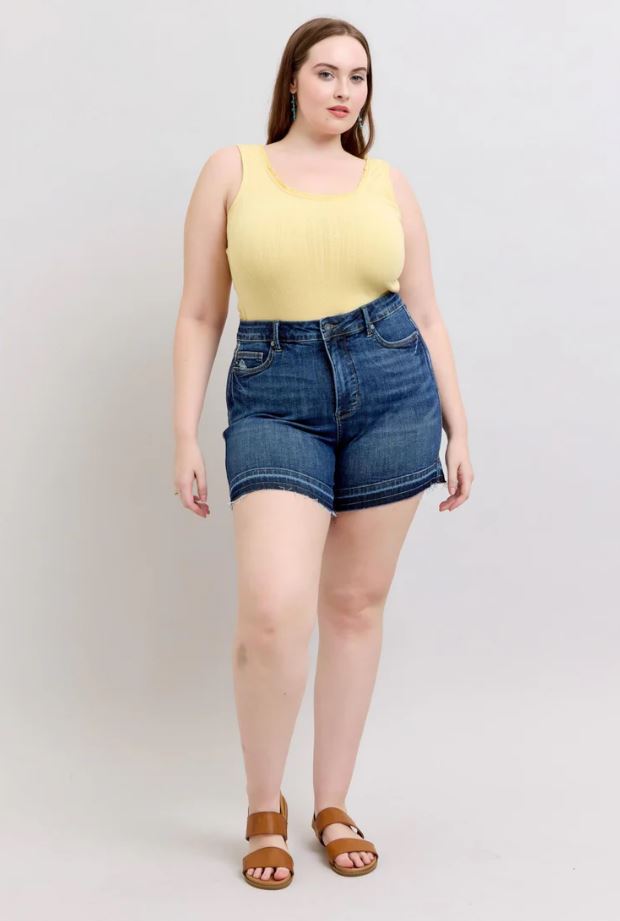 Judy Blue Destroyed Release Hem Denim Shorts