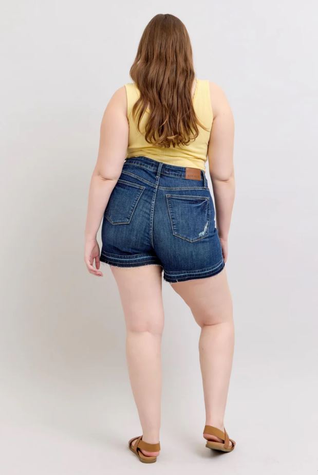 Judy Blue Destroyed Release Hem Denim Shorts