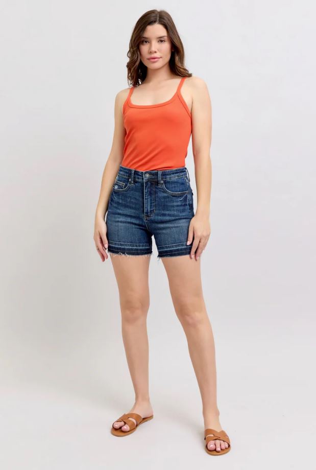 Judy Blue Destroyed Release Hem Denim Shorts