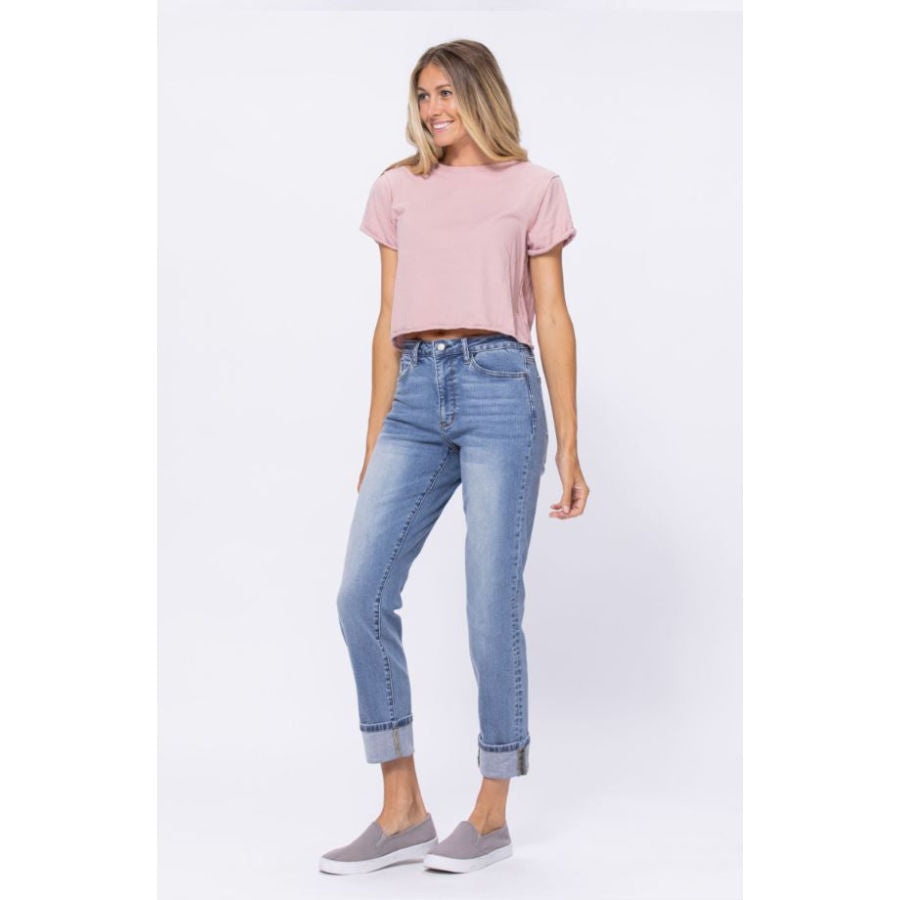 Judy Blue High Waist Boyfriend Cuffed Jean