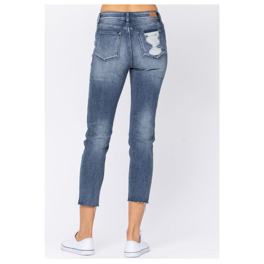 Judy Blue Raw Hem Relaxed Fit Jeans