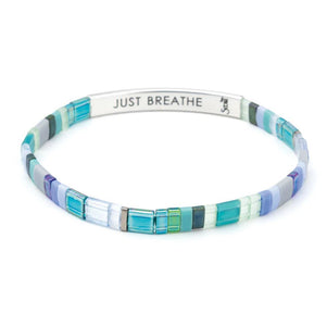 Scout Curated Wears Good Karma Miyuki Bracelet Turquoise Silver Just Breathe