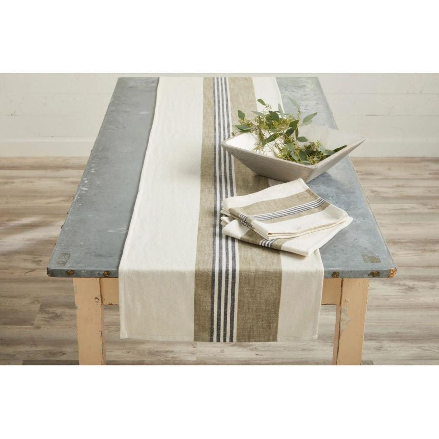 Mud Pie Cream & Khaki Stripe Table Runner