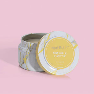 Capri Blue Modern Marble Printed Tin Candle - Pineapple Flower