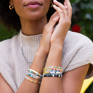 Scout Curated Wears Good Karma Miyuki Bracelet Tonal Turquoise Just Breathe