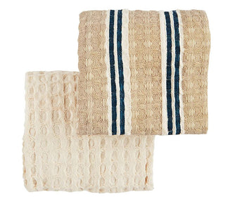 Mud Pie Tan Bistro Waffle Towel Set