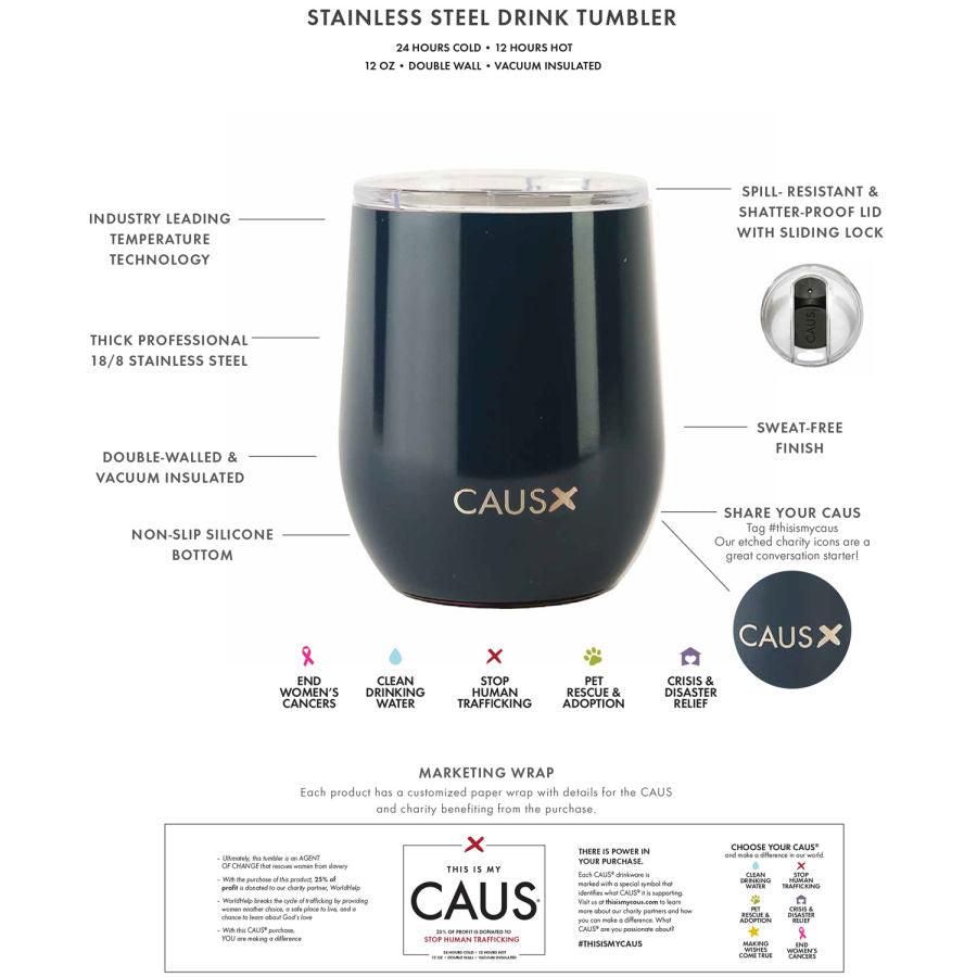 Caus 26487 Stainless Drink Tumbler Human Trafficking, 12 oz, Mint