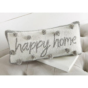 Mud Pie Happy Home Hooked Pillow - BeautyOfASite - Central Illinois Gifts, Fashion & Beauty Boutique