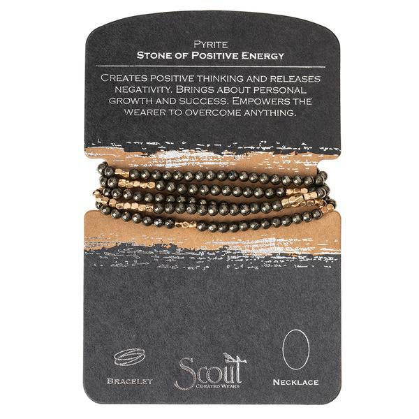 Scout Curated Wears Stone Wrap Bracelet/Necklace - Pyrite - BeautyOfASite